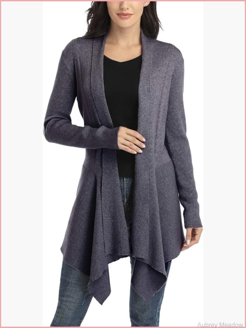 Cascading Drape Open Front Long Sleeve Cardigan Sweater